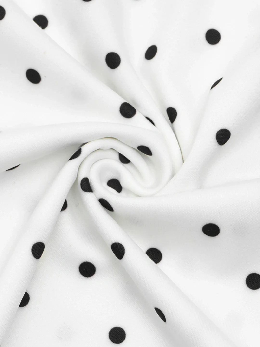 Vintage Polka Dot Ruched Midi Dress