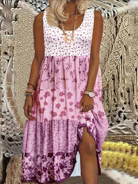 Luna Boho Patchwork Midi Dress