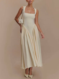 Minimalist Retro Square Neck Dress