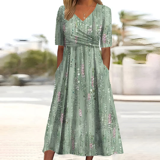 Celia | Elegant V-Neck Midi Dress