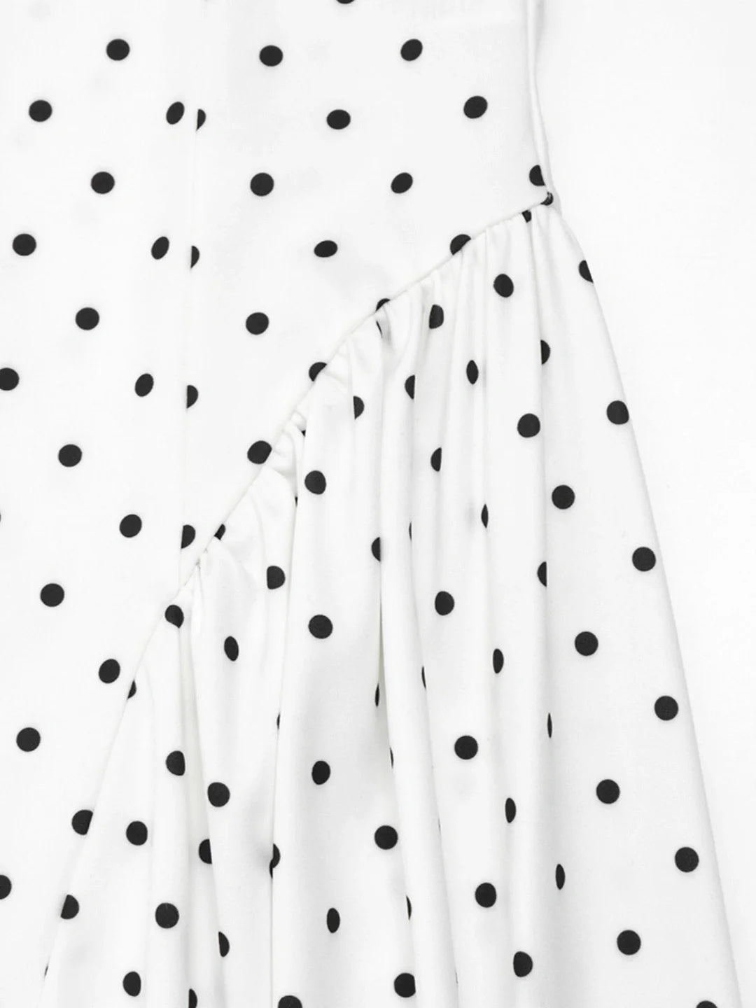 Vintage Polka Dot Ruched Midi Dress