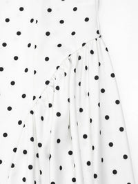 Vintage Polka Dot Ruched Midi Dress