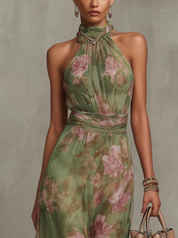 Livia | Floral Maxi Halter Dress