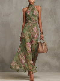 Livia | Floral Maxi Halter Dress
