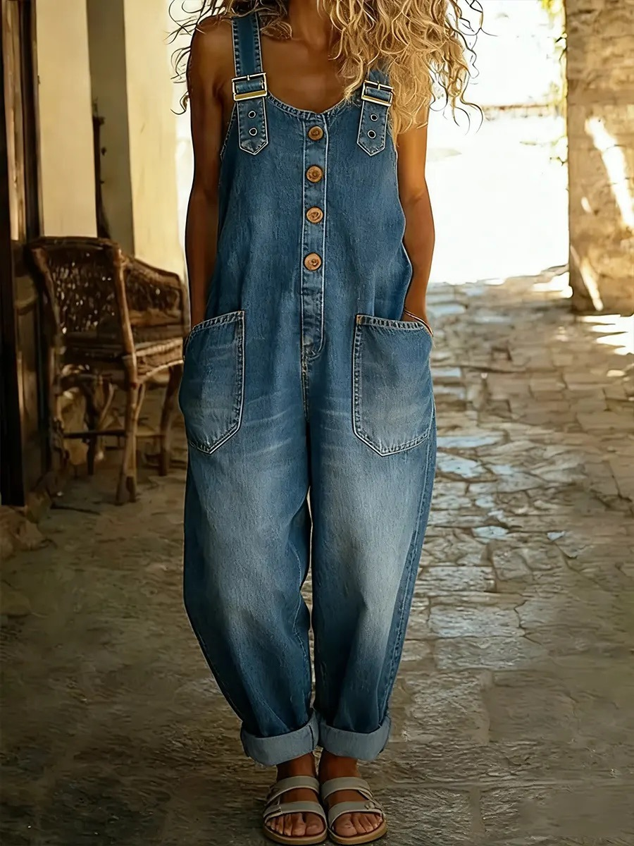 Lora™ - Vintage-style denim overalls